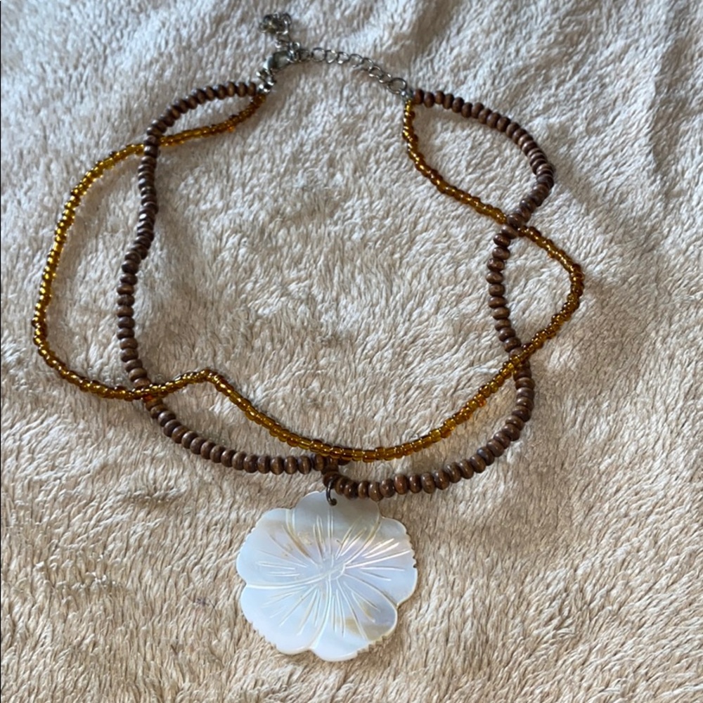 **Free with purchase- make a bundle!** 
Double strand Shell necklace. Wood beads